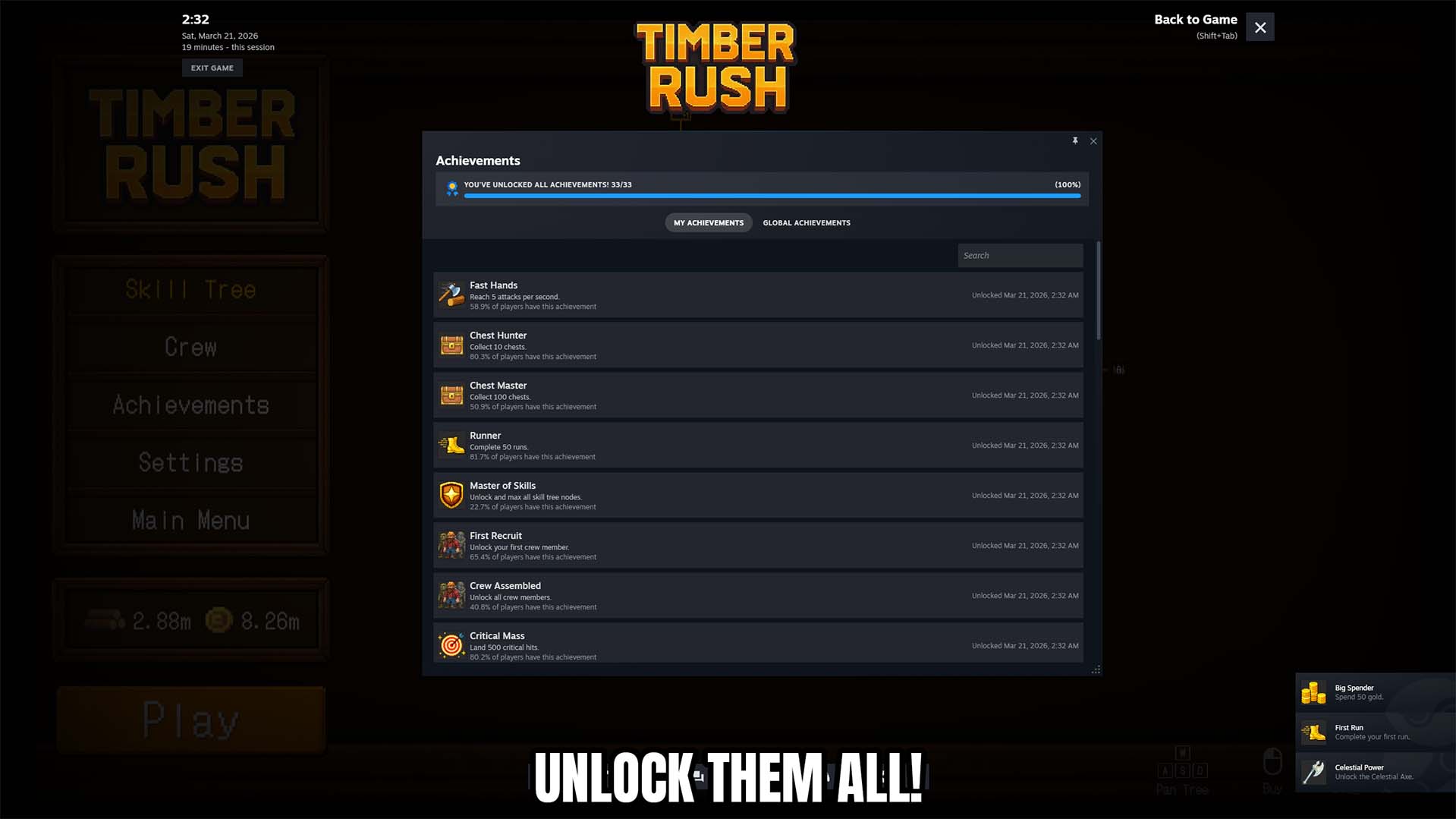 Timber Rush — Achievement Unlocker (screenshot 2)